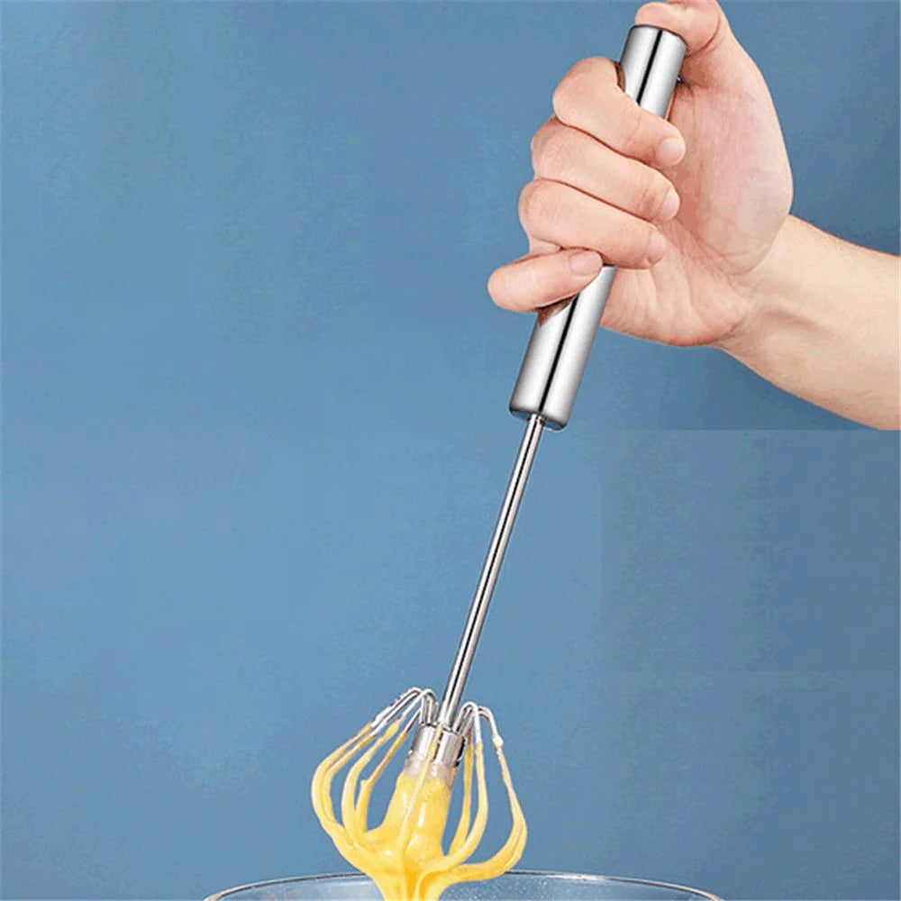 Semi-Automatic 430 Stainless Steel Egg Whisk Manual Press Mixer Egg Stirrer (BPA Free, No FDA) - 7