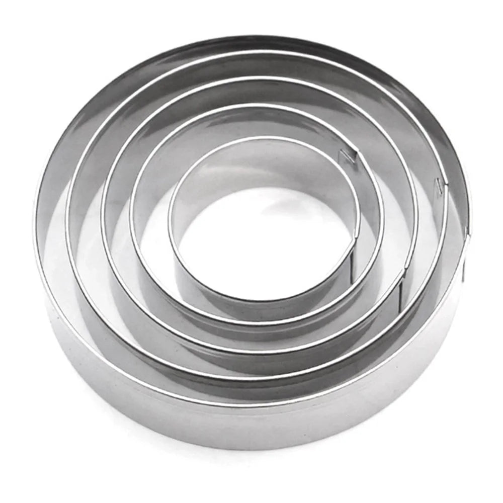 5PCS Baking Molds 430 Stainless Steel Tart Rings Set for Cake Mousse (BPA-Free, No FDA) - 1