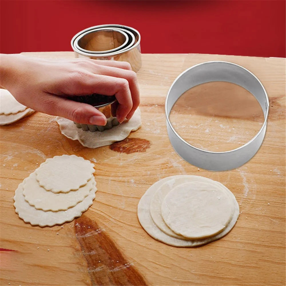 5PCS Baking Molds 430 Stainless Steel Tart Rings Set for Cake Mousse (BPA-Free, No FDA) - 3