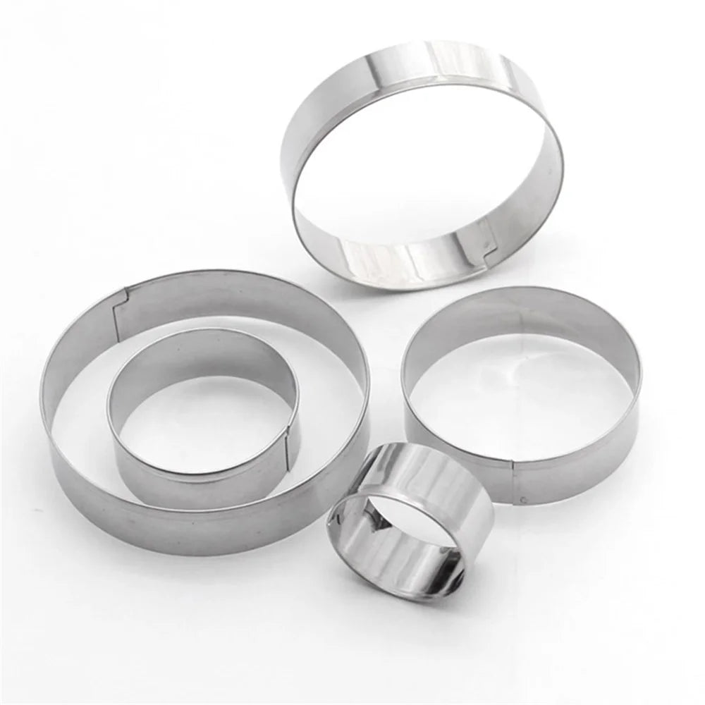 5PCS Baking Molds 430 Stainless Steel Tart Rings Set for Cake Mousse (BPA-Free, No FDA) - 5