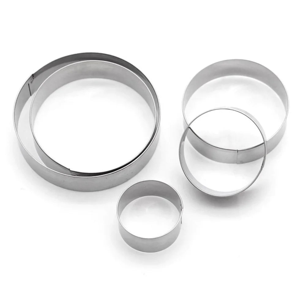 5PCS Baking Molds 430 Stainless Steel Tart Rings Set for Cake Mousse (BPA-Free, No FDA) - 7