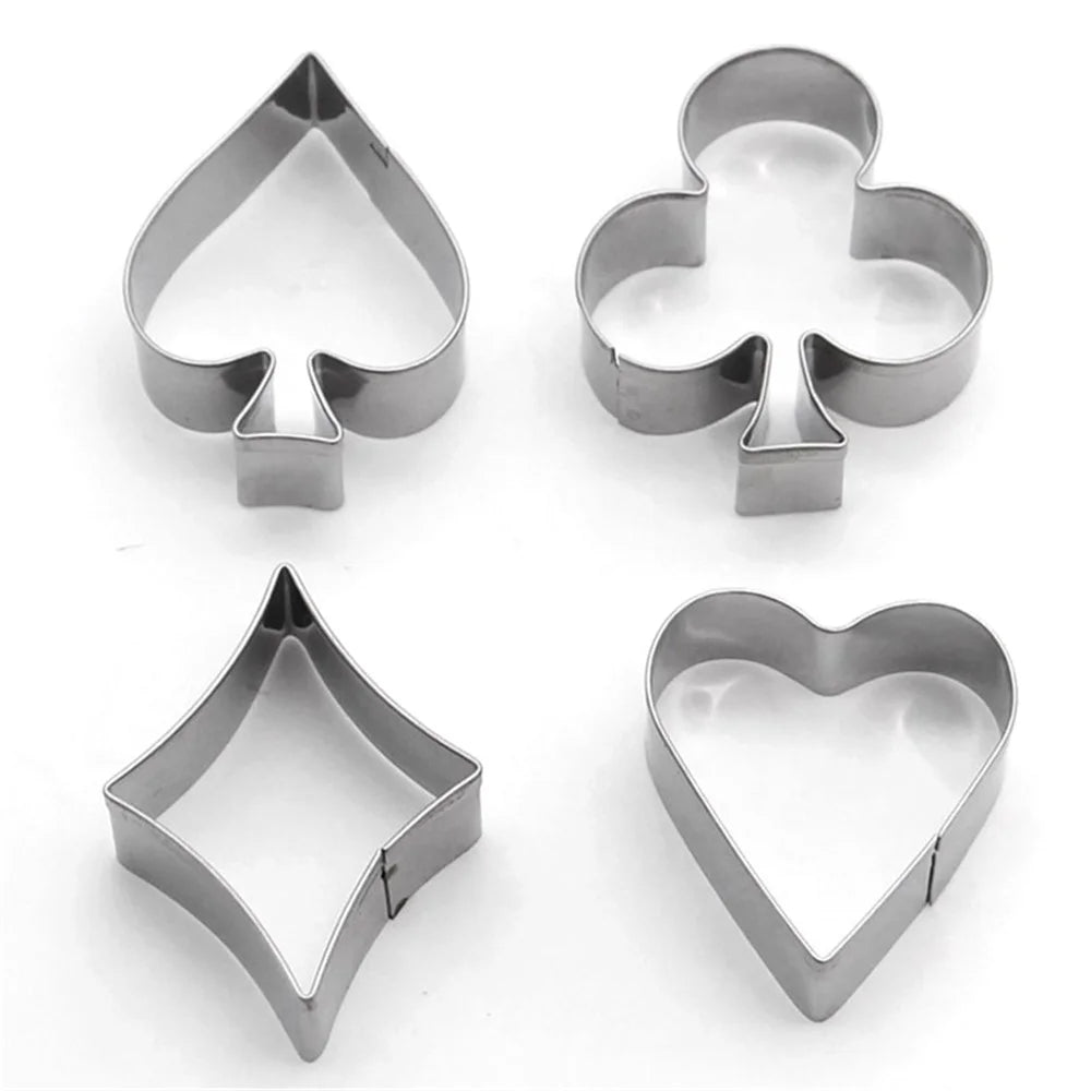 4Pcs Poker Cookie Cutter Set 430 Stainless Steel Kitchen Baking Mold (BPA Free, No FDA) - 1