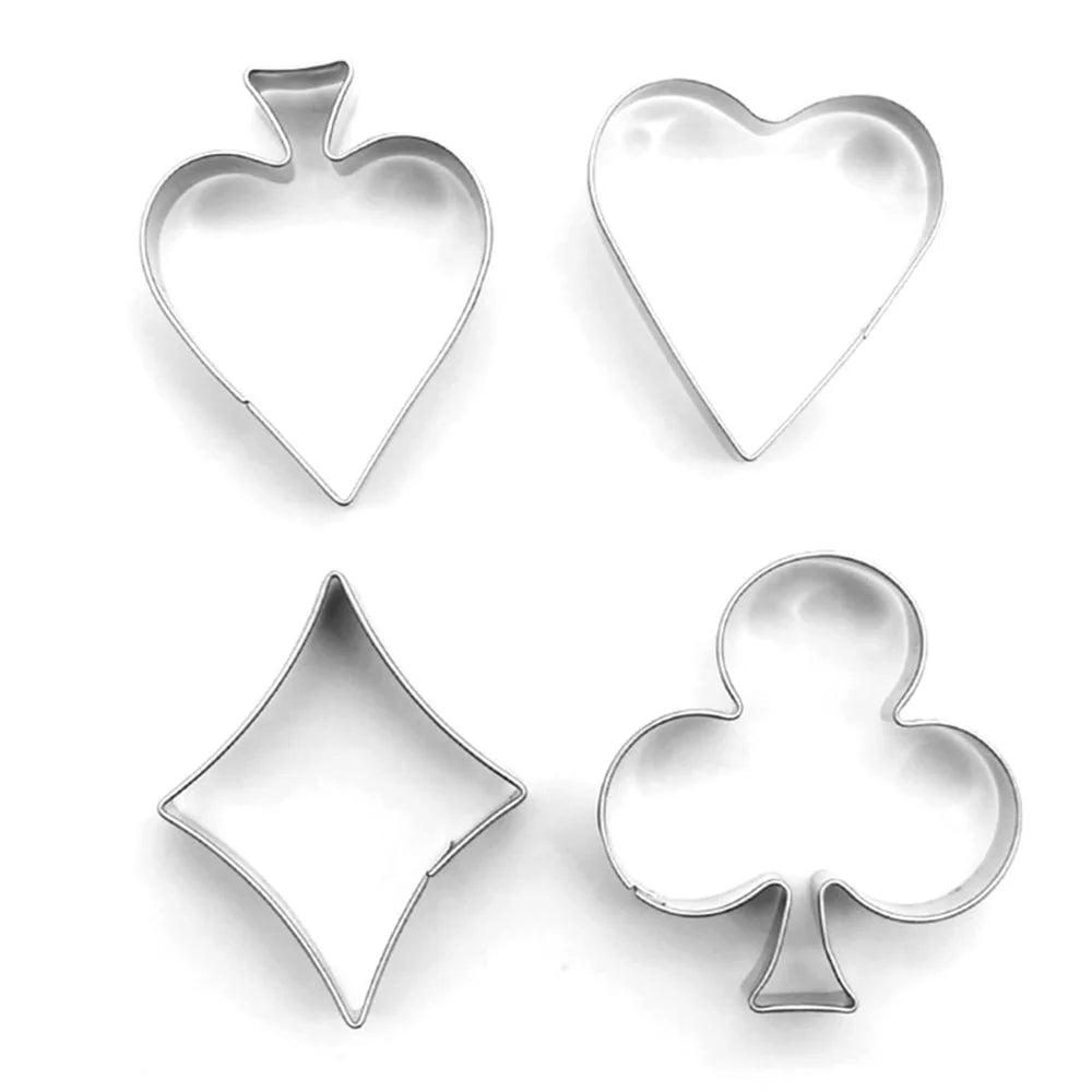 4Pcs Poker Cookie Cutter Set 430 Stainless Steel Kitchen Baking Mold (BPA Free, No FDA) - 4