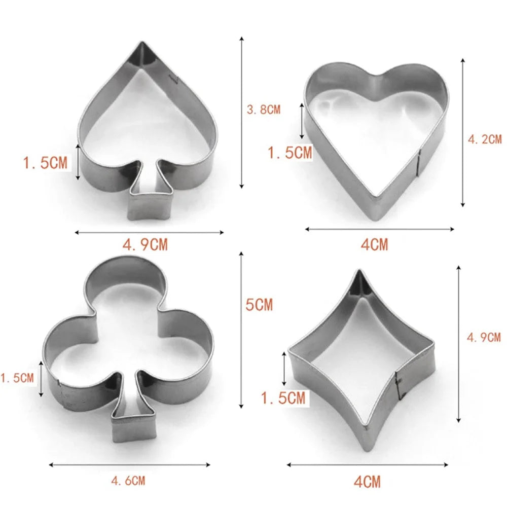 4Pcs Poker Cookie Cutter Set 430 Stainless Steel Kitchen Baking Mold (BPA Free, No FDA) - 7