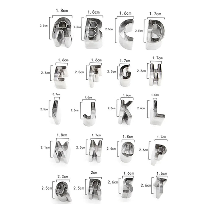 26 Alphabet Cookies Cutters Stainless Steel A-Z Mini Shape Biscuits Mold (BPA Free, No FDA) - 6