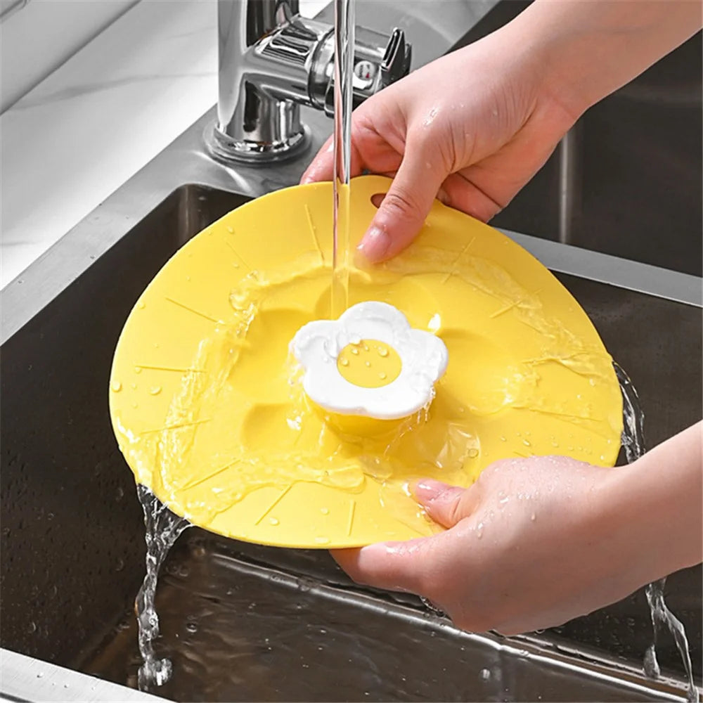 30.5*31.5cm Cute Flower Silicone Preservation Cover Kitchen Bowl Lid (No FDA Certificate, BPA Free) - Pink - 5