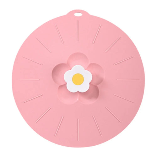 20*20cm Cute Flower Silicone Fresh-keeping Lid Kitchen Round Bowl Lid (No FDA Certificate, BPA Free) - Pink - 1