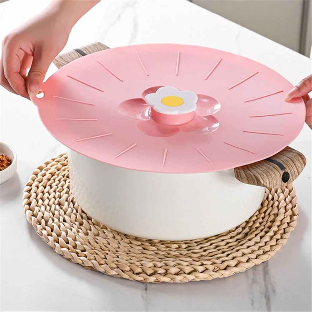 20*20cm Cute Flower Silicone Fresh-keeping Lid Kitchen Round Bowl Lid (No FDA Certificate, BPA Free) - Pink - 2
