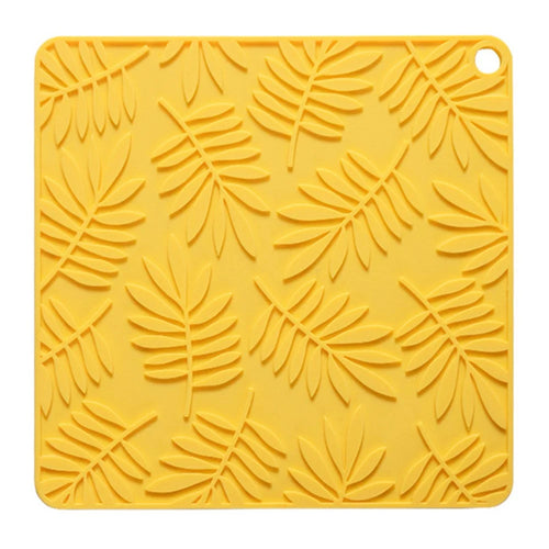 17*17cm Leaf Design Silicone Bowl Dish Heat Insulation Pad Dining Table Placemat - Lemon Yellow - 1