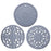 3Pcs 16*16cm Chinese Hollow Carving Cup Mat Heat Insulation Placemat Silicone Coaster - Grey - 1