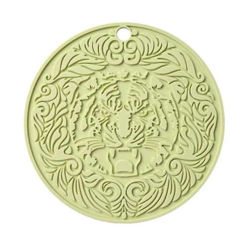 17*17cm Tiger Pattern Round Silicone Heat Resistant Mat Dining Table Placemat - Matcha Green - 1