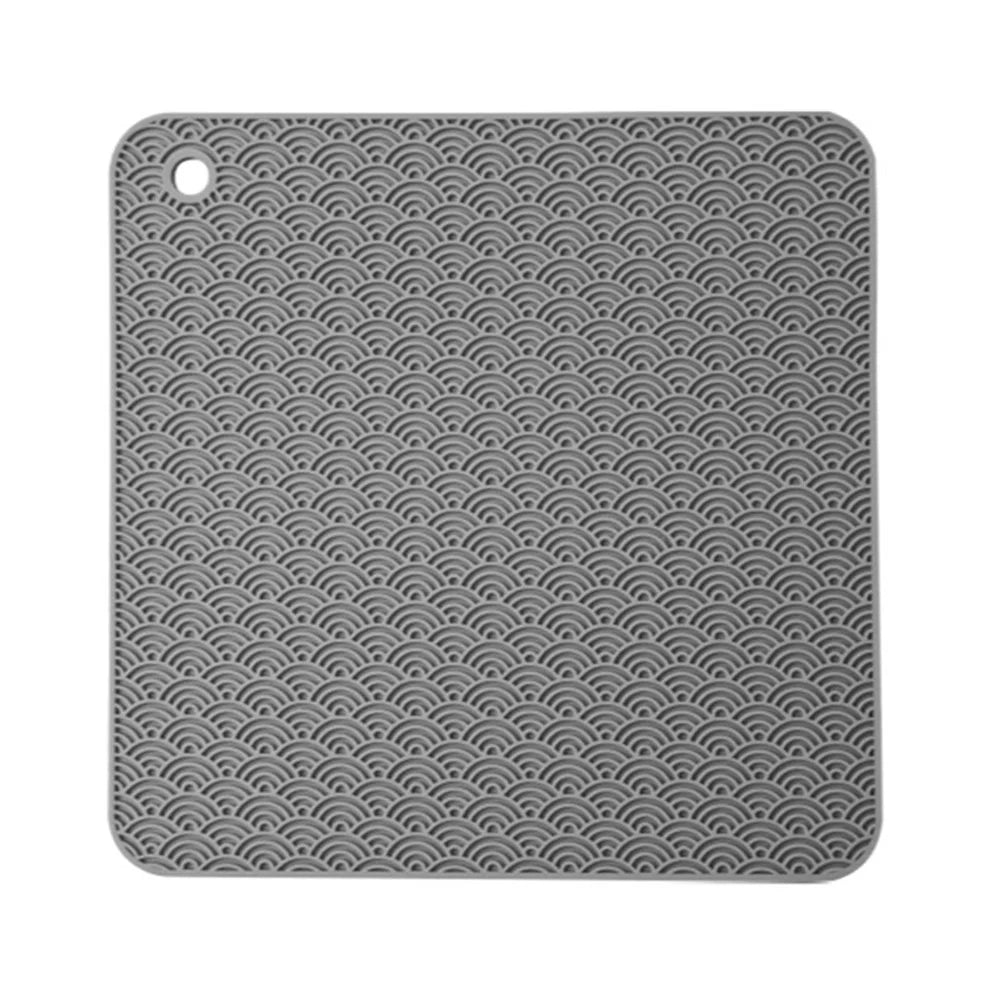 Square Silicone Bowl Dish Heat Insulation Pad Dining Table Protection Mat - Grey - 1
