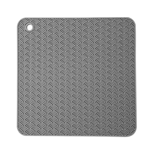 Square Silicone Bowl Dish Heat Insulation Pad Dining Table Protection Mat - Grey - 1