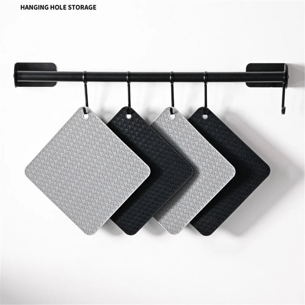Square Silicone Bowl Dish Heat Insulation Pad Dining Table Protection Mat - Grey - 5