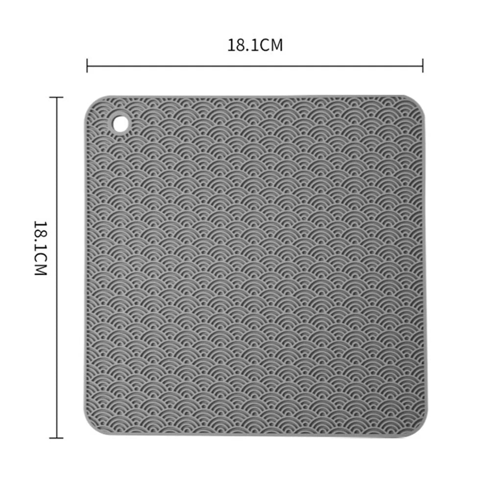 Square Silicone Bowl Dish Heat Insulation Pad Dining Table Protection Mat - Grey - 6