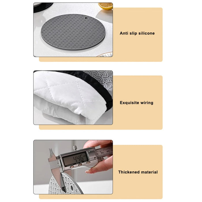 Round Silicone Anti-scalding Bowl Dish Pad Dining Table Protection Mat - Grey - 6