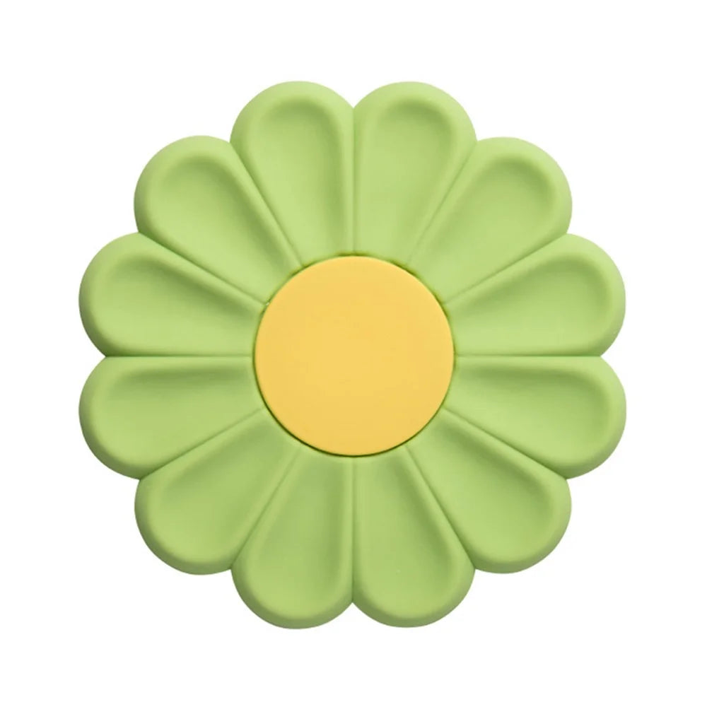 17*17cm Daisy Shape Silicone Heat Insulation Pad Dining Table Anti-scalding Mat - Matcha Green - 1