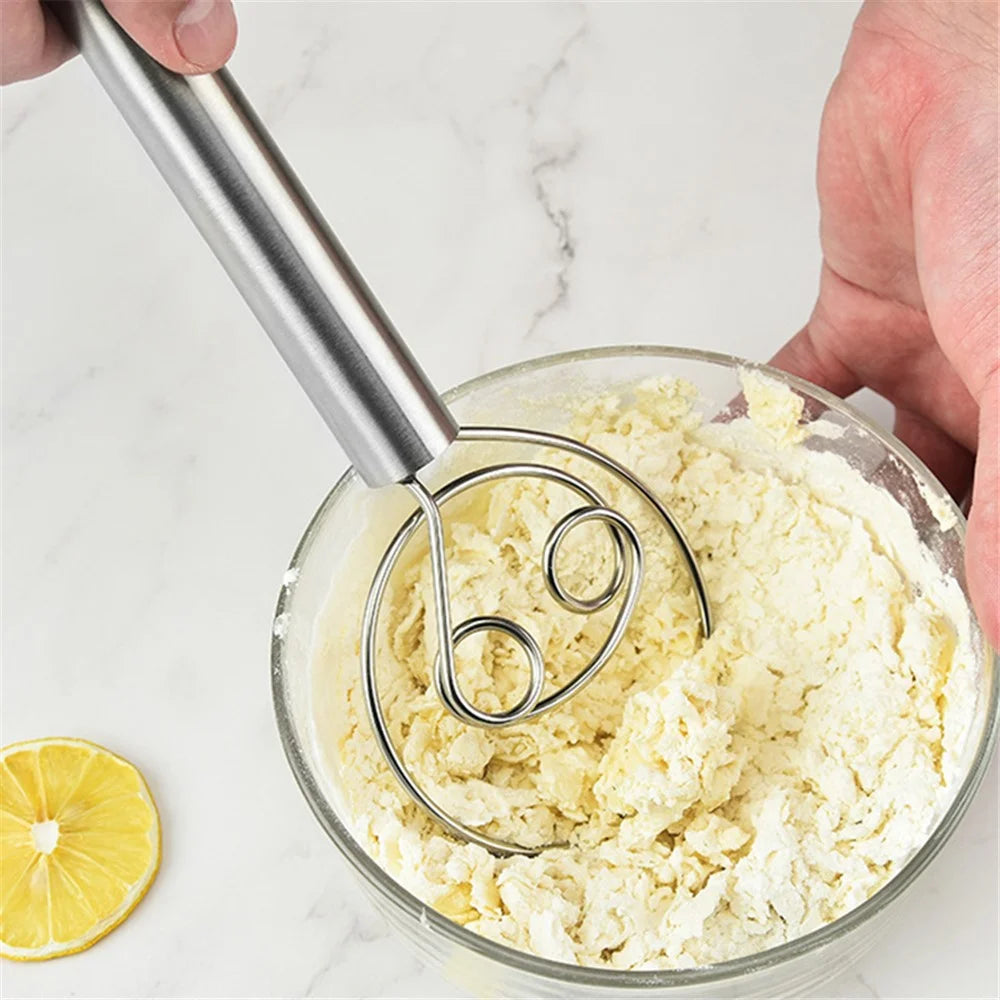 304 Stainless Steel Danish Dough Whisk Hand Mixer Blender (BPA-Free, No FDA) - 2 Eyes - 3