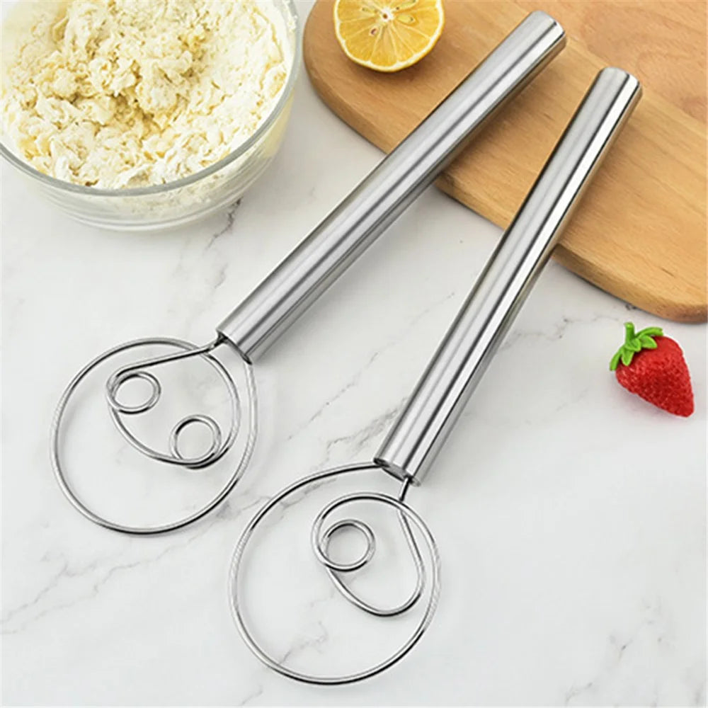 304 Stainless Steel Danish Dough Whisk Hand Mixer Blender (BPA-Free, No FDA) - 2 Eyes - 4