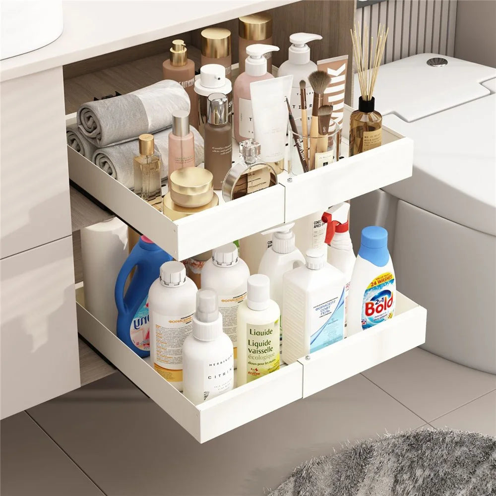 dbs220 Kitchen Cabinet Pull-out Storage Rack Carbon Steel Slide Rail Organizer Shelf - Black - 6