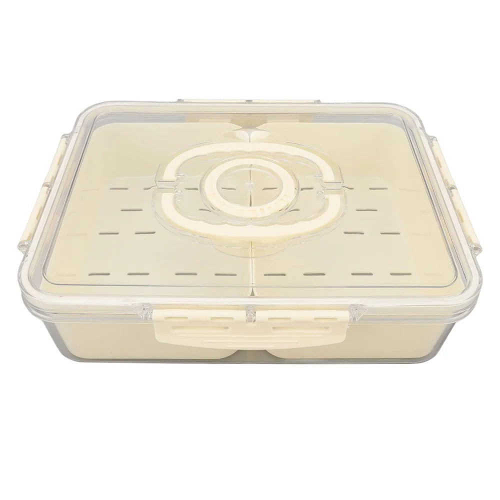 Sealed Food Storage Container with Lid, 2-Compartment Divided Fridge Organizer Box (BPA Free, US FDA) - 1