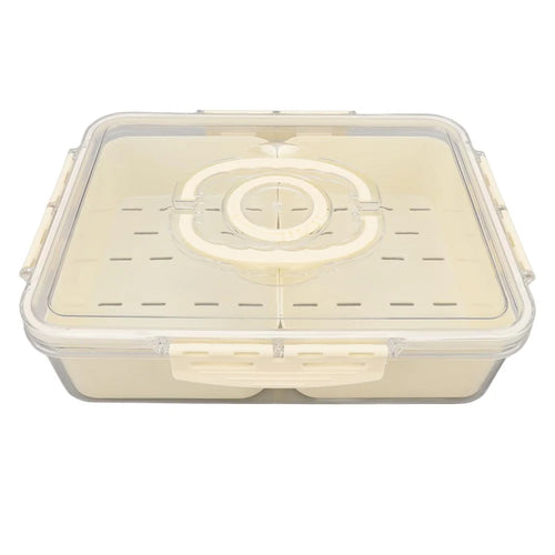 Sealed Food Storage Container with Lid, 2-Compartment Divided Fridge Organizer Box (BPA Free, US FDA) - 1
