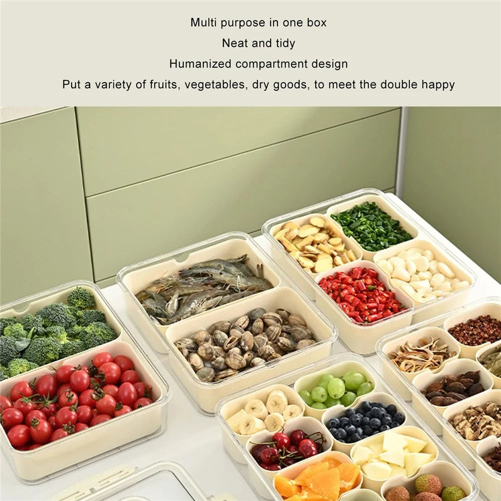 Sealed Food Storage Container with Lid, 2-Compartment Divided Fridge Organizer Box (BPA Free, US FDA) - 6