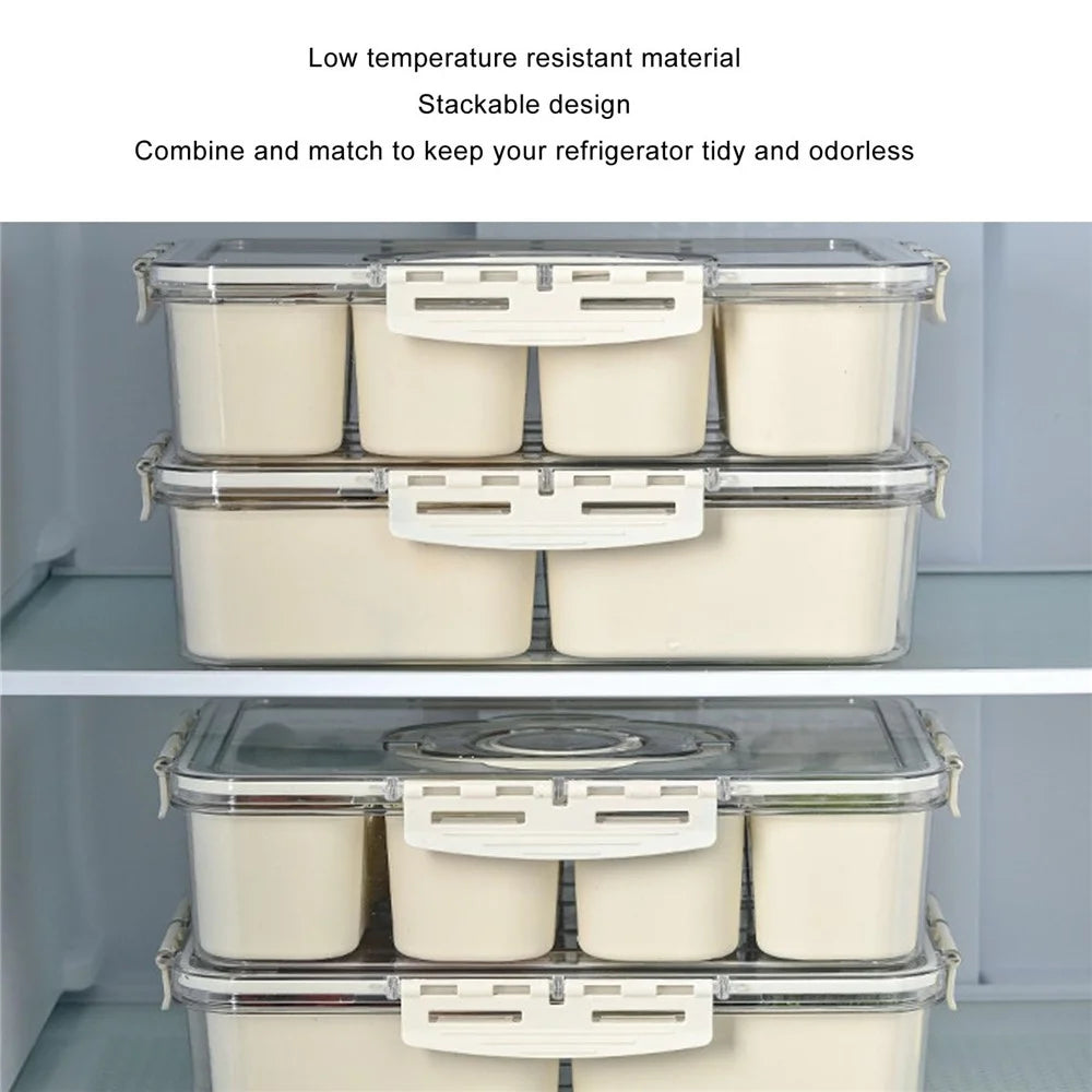 Sealed Food Storage Container with Lid, 2-Compartment Divided Fridge Organizer Box (BPA Free, US FDA) - 7