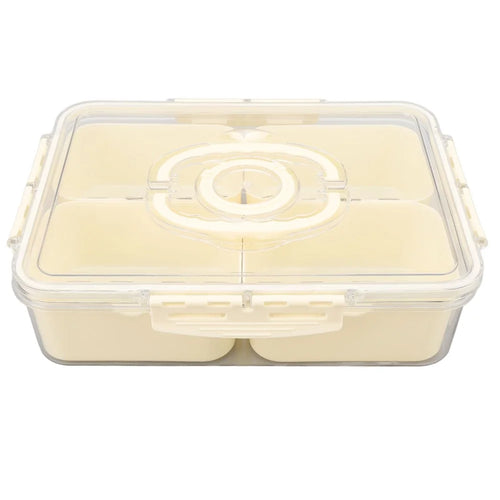 Sealed Food Storage Container with Lid, 4-Compartment Divided Fridge Organizer Box (BPA Free, US FDA) - 1