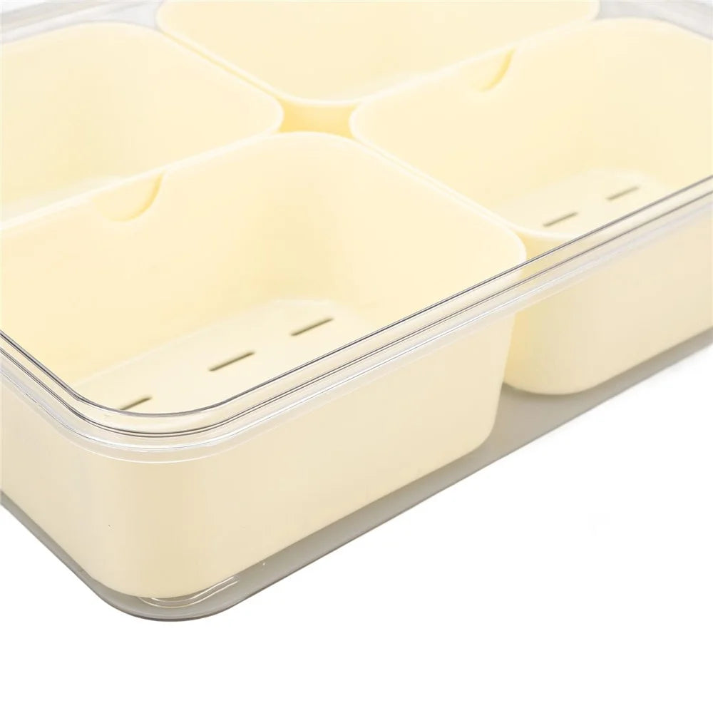 Sealed Food Storage Container with Lid, 4-Compartment Divided Fridge Organizer Box (BPA Free, US FDA) - 4