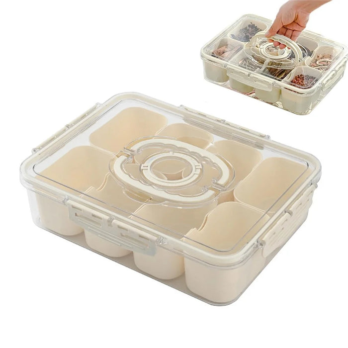 Sealed Food Storage Container with Lid, 8-Compartment Divided Fridge Organizer Box (BPA Free, US FDA) - 1