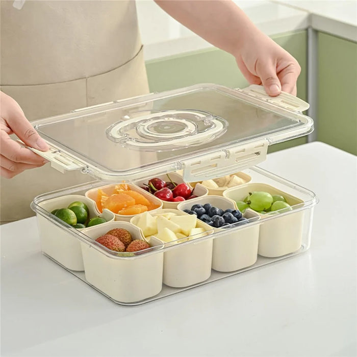 Sealed Food Storage Container with Lid, 8-Compartment Divided Fridge Organizer Box (BPA Free, US FDA) - 2