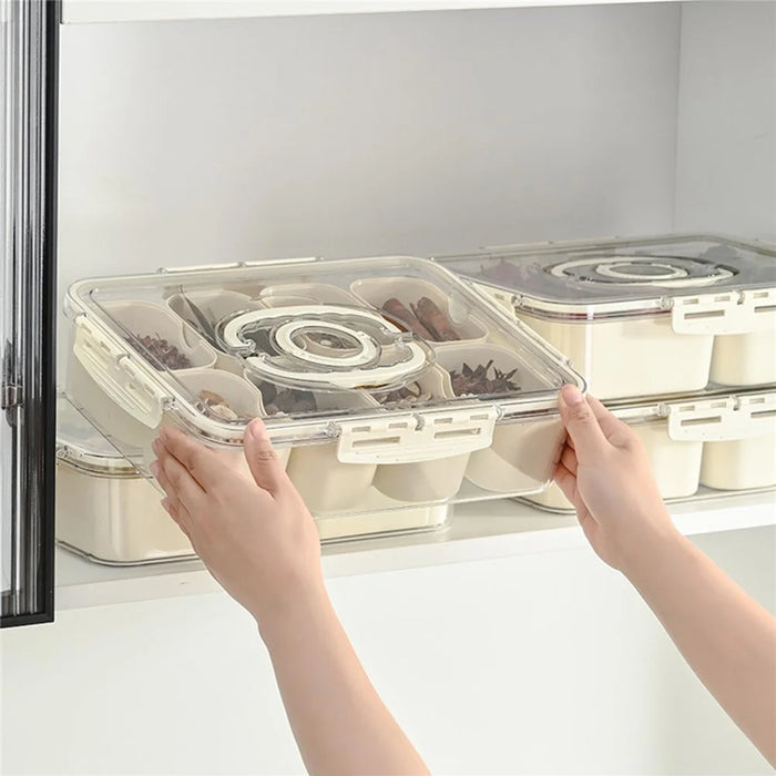 Sealed Food Storage Container with Lid, 8-Compartment Divided Fridge Organizer Box (BPA Free, US FDA) - 4