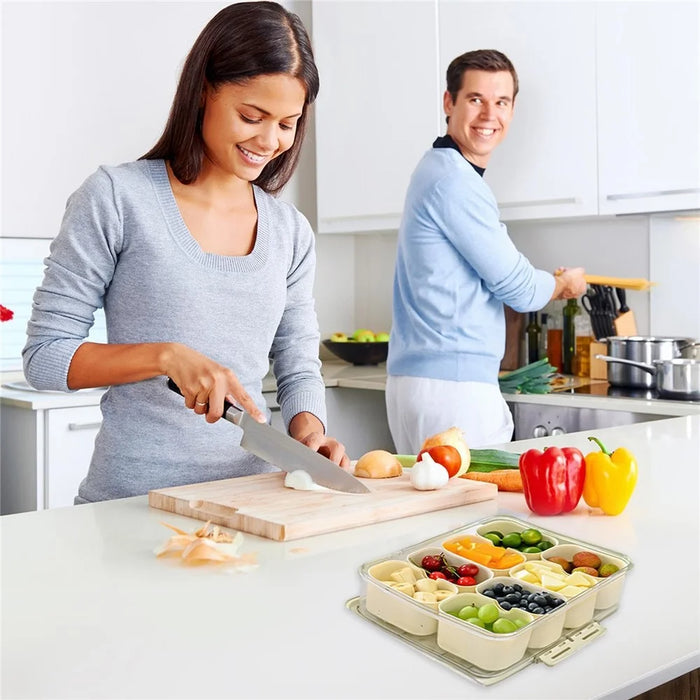 Sealed Food Storage Container with Lid, 8-Compartment Divided Fridge Organizer Box (BPA Free, US FDA) - 7