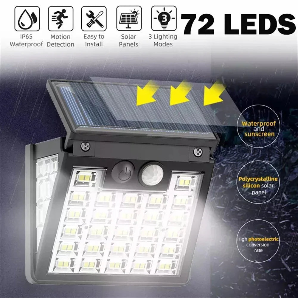 72LED Solar Garden Yard Outdoor Wall Light Waterproof Induction Wall Light - 6