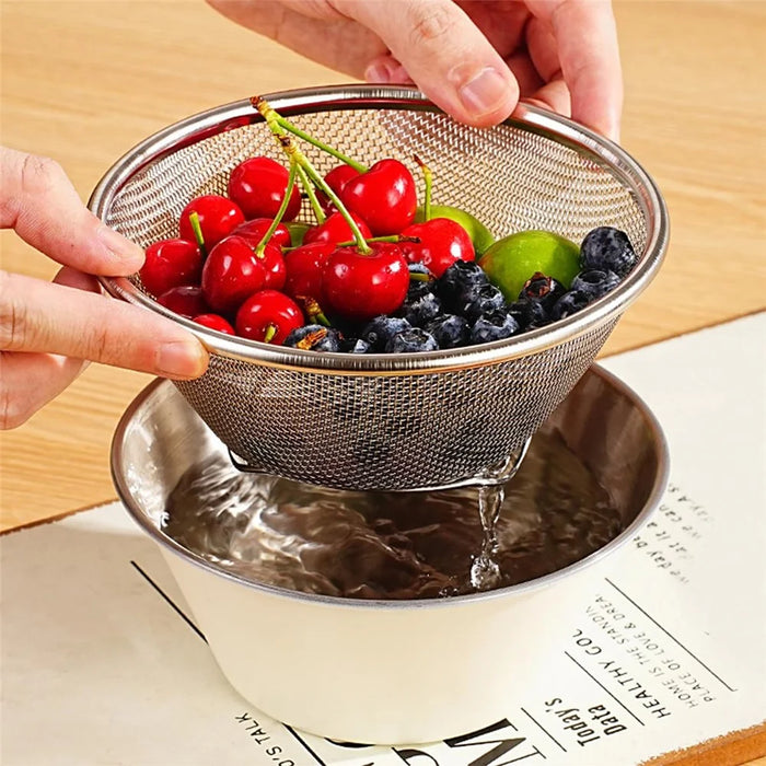 14cm Mini Strainer with Bowl 304 Stainless Steel Colander Mini Colander Bowl Set for Washing & Draining - 2