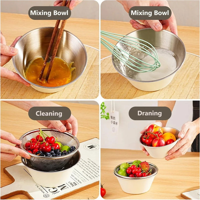 14cm Mini Strainer with Bowl 304 Stainless Steel Colander Mini Colander Bowl Set for Washing & Draining - 3
