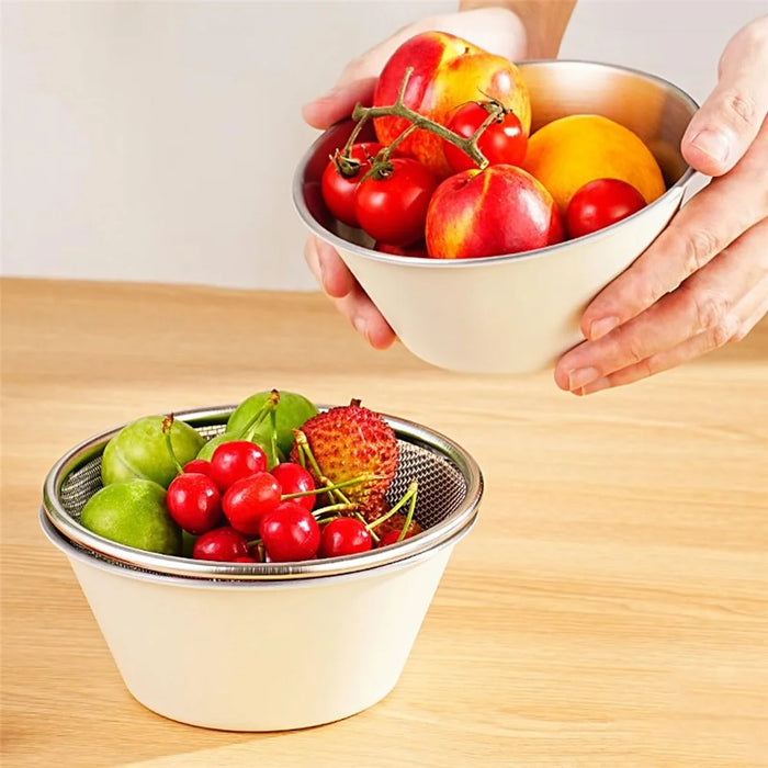 14cm Mini Strainer with Bowl 304 Stainless Steel Colander Mini Colander Bowl Set for Washing & Draining - 5