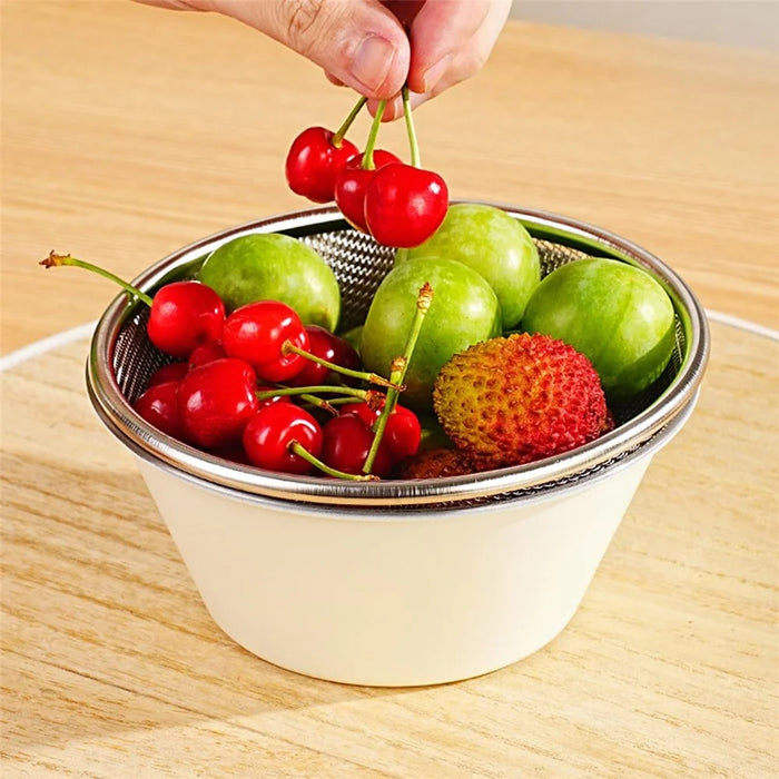14cm Mini Strainer with Bowl 304 Stainless Steel Colander Mini Colander Bowl Set for Washing & Draining - 7