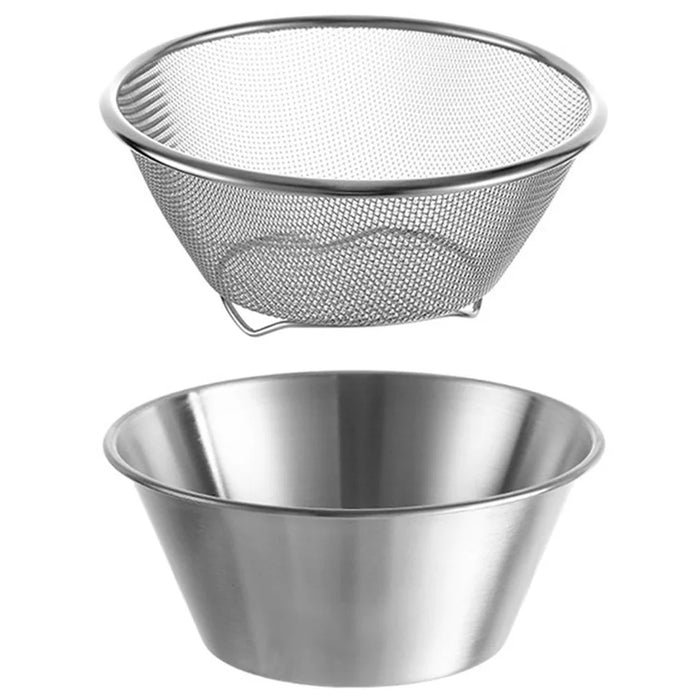 16cm Mini Strainer with Bowl 304 Stainless Steel Colander Mini Colander Bowl Set for Washing & Draining - 1