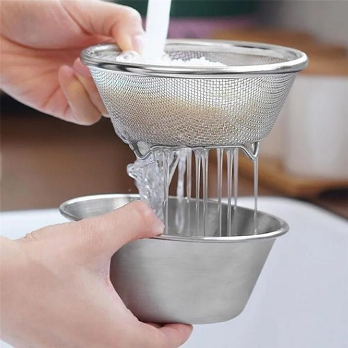 16cm Mini Strainer with Bowl 304 Stainless Steel Colander Mini Colander Bowl Set for Washing & Draining - 4