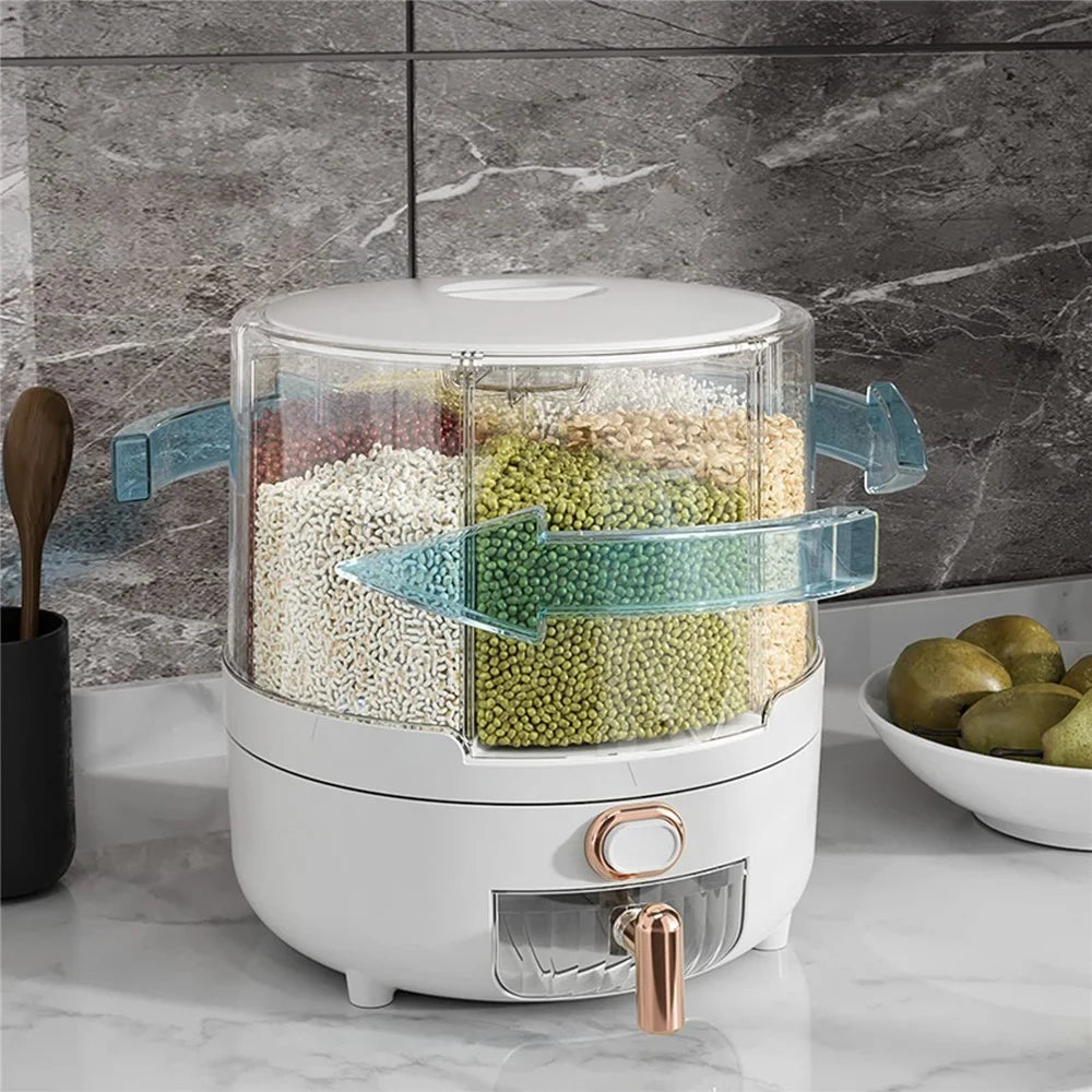 4.5KG Detachable Rotatable Cereal Storage Container PS+PET Kitchen Airtight Moisture Proof Grain Bucket (No FDA, BPA Free) - White - 3