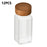 12Pcs 4oz Square Spice Jar Transparent Glass Seasoning Container with Wooden Lid ( No FDA, BPA Free ) - 1