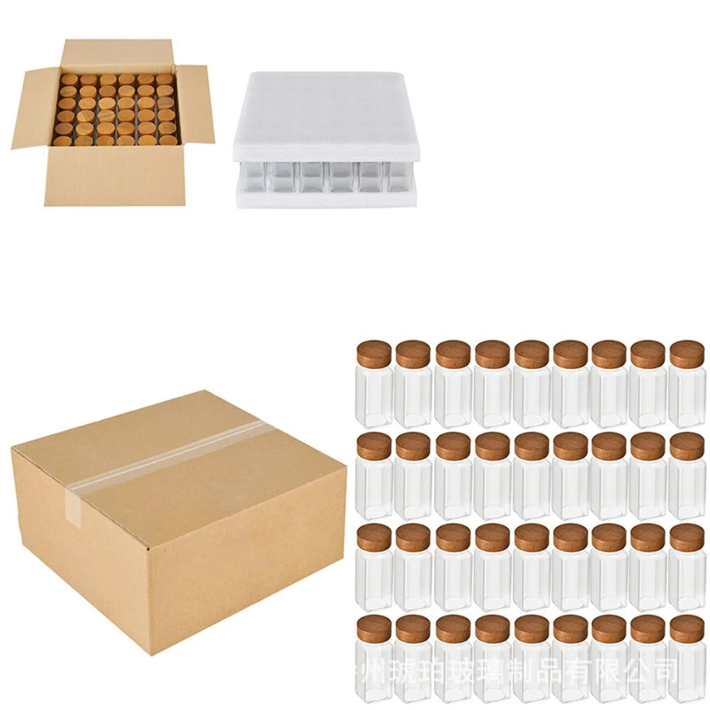 36Pcs 4oz Square Spice Jar Transparent Glass Seasoning Container with Wooden Lid ( No FDA, BPA Free ) - 7
