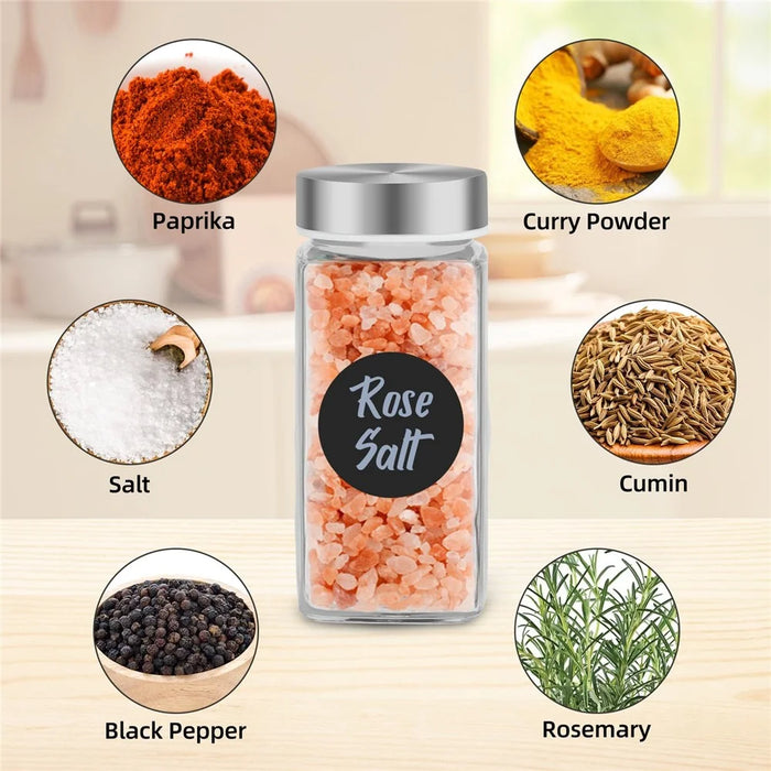 24Pcs 4oz Square Spice Jar with Stainless Steel Lid Transparent Glass Seasoning Container ( No FDA, BPA Free ) - 6