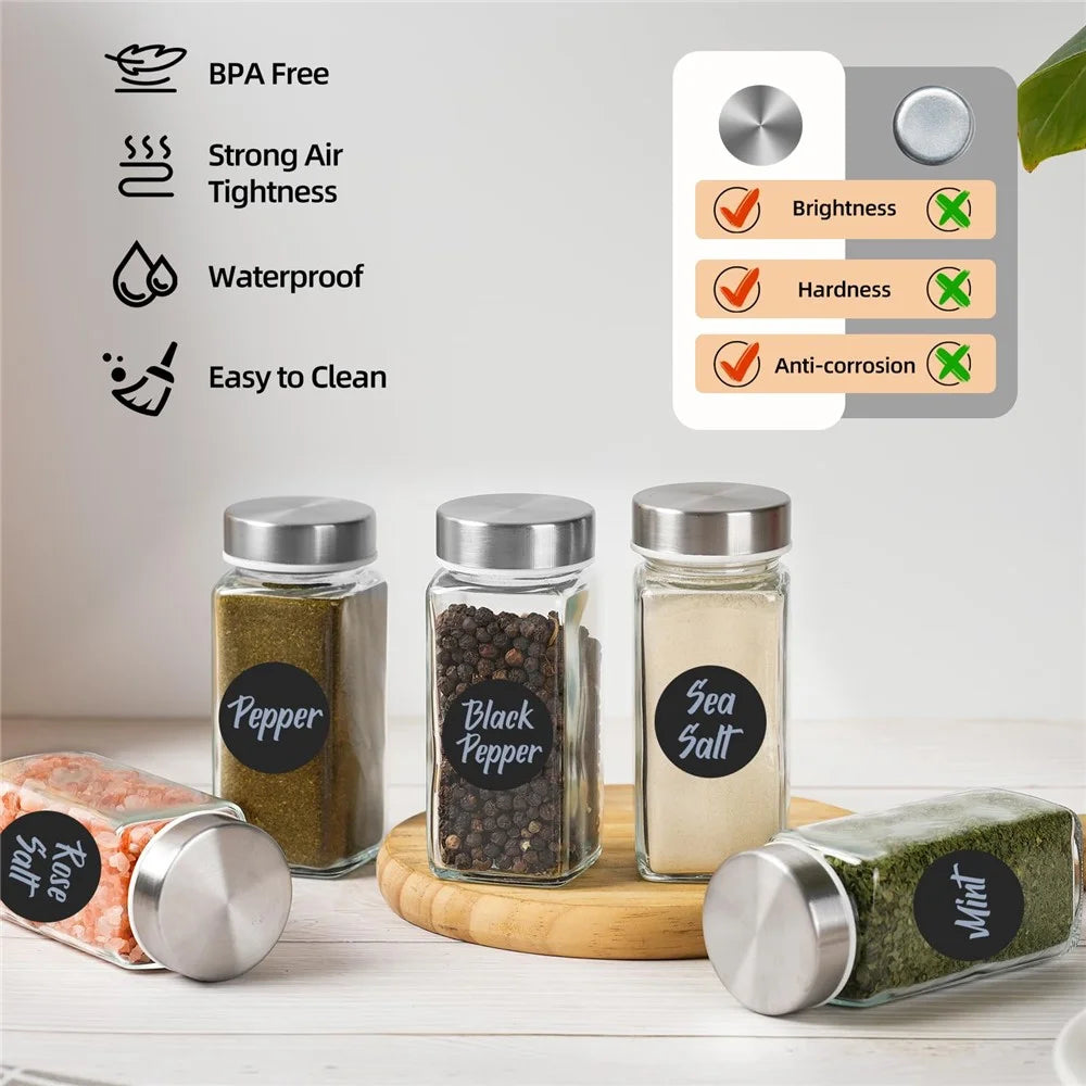 36Pcs 4oz Square Spice Jar with Stainless Steel Lid Transparent Glass Seasoning Container ( No FDA, BPA Free ) - 3