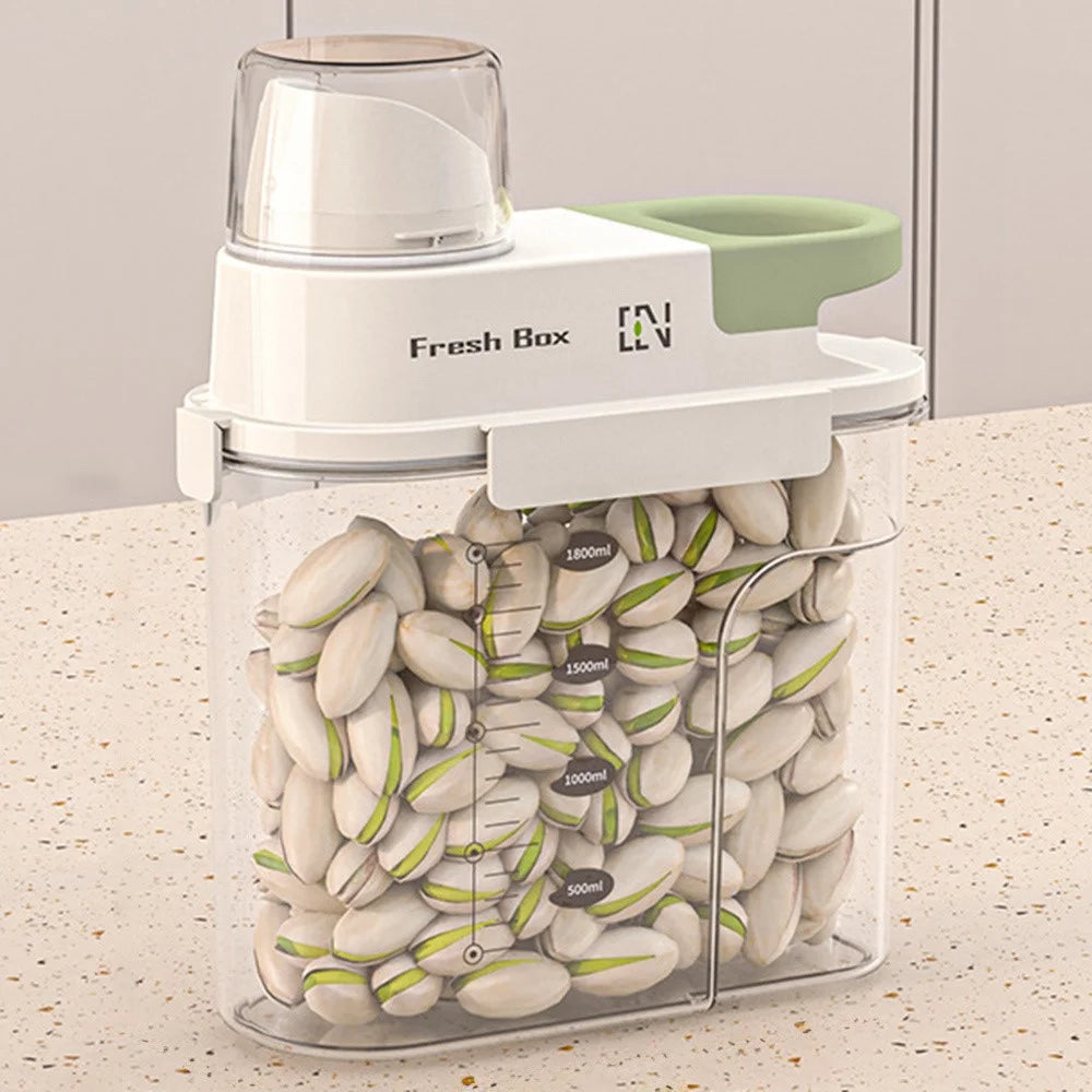 Medium Airtight Kitchen Storage Box Food Grade Storage Container for Cereal / Snacks / Dry Goods ( BPA-Free , No FDA ) - Green - 1