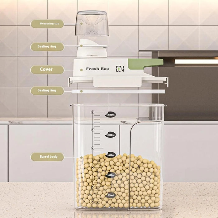 Large Airtight Kitchen Storage Box Food Grade Storage Container for Cereal / Snacks / Dry Goods (BPA-Free, No FDA) - Green - 3