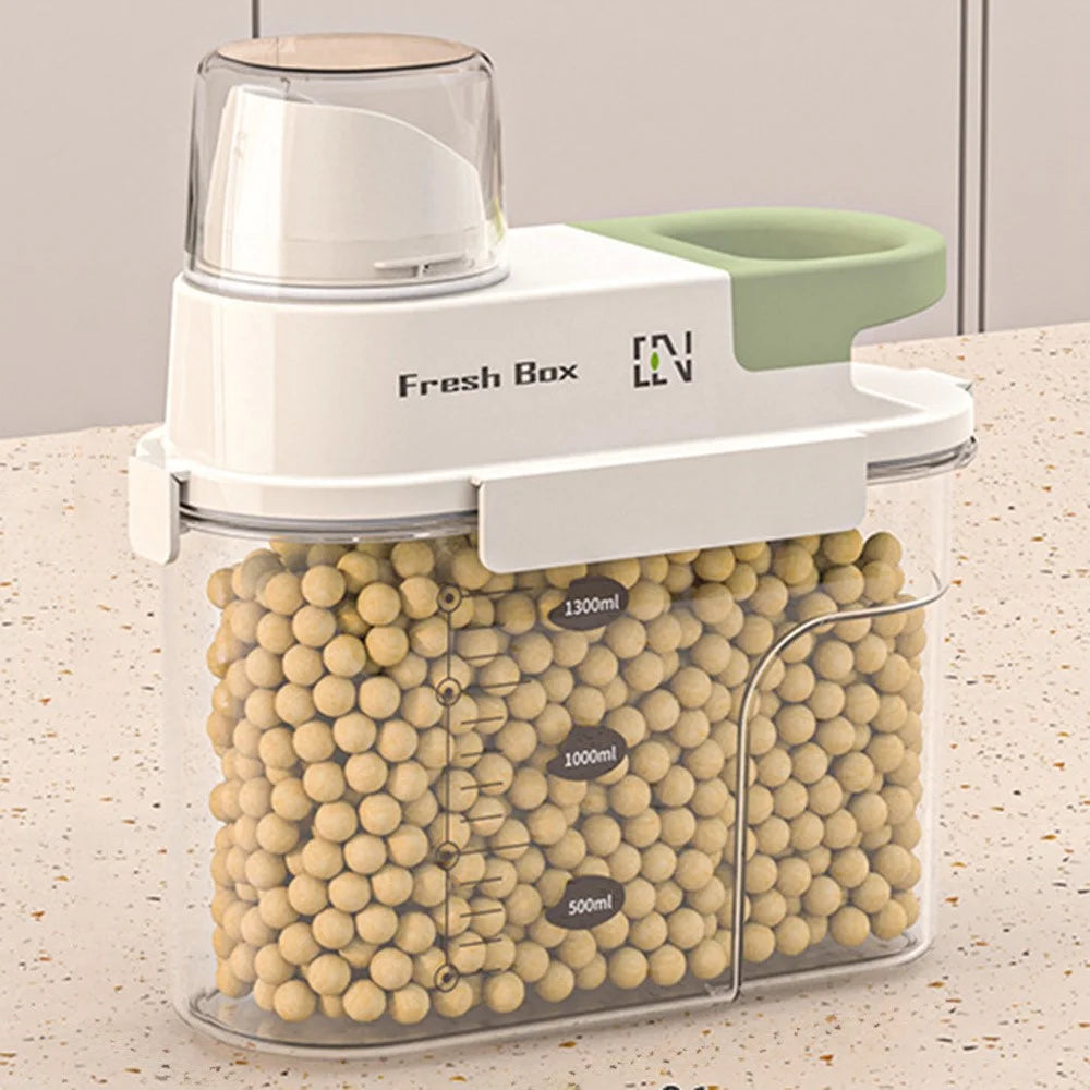 Small Airtight Kitchen Storage Box Food Grade Storage Container for Cereal / Snacks / Dry Goods (BPA-Free, No FDA) - Green - 1