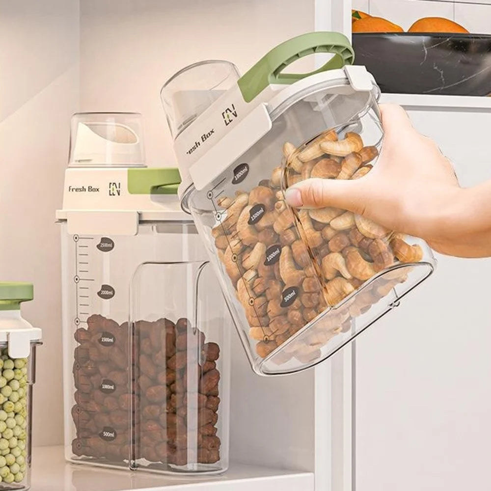 Small Airtight Kitchen Storage Box Food Grade Storage Container for Cereal / Snacks / Dry Goods (BPA-Free, No FDA) - Green - 6